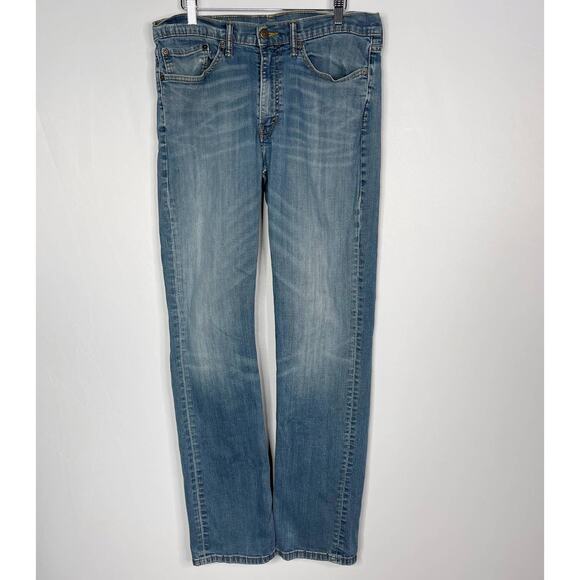 Levis Mens 34 x 34 514 Straight Leg Jeans Medium Wash Whiskered Fading Cotton - Picture 1 of 11